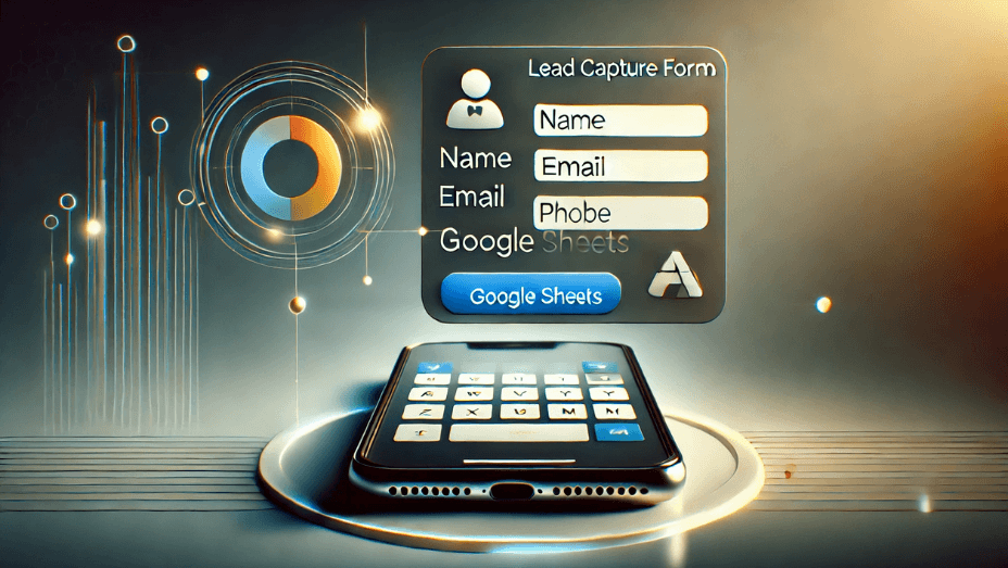 A visually appealing lead capture form concept with digital marketing elements, illustrating user engagement and data collection.